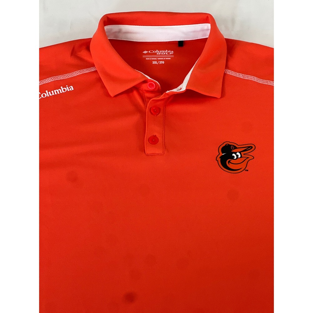 Columbia Golf Baltimore Orioles Mens 2XL Orange Polo Shirt MLB Performance Tee